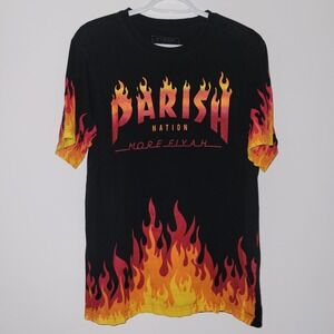 Parish Nation More Fiyah T-Shirt Men's Size Large Short Sleeve